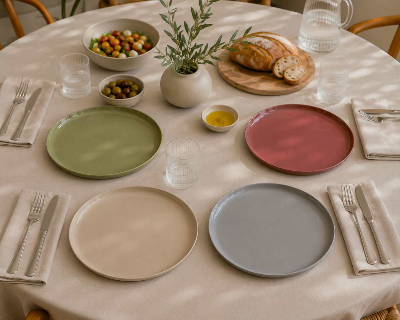 Natura Breakfast Plate Set 20cm – 4 Colors (B)